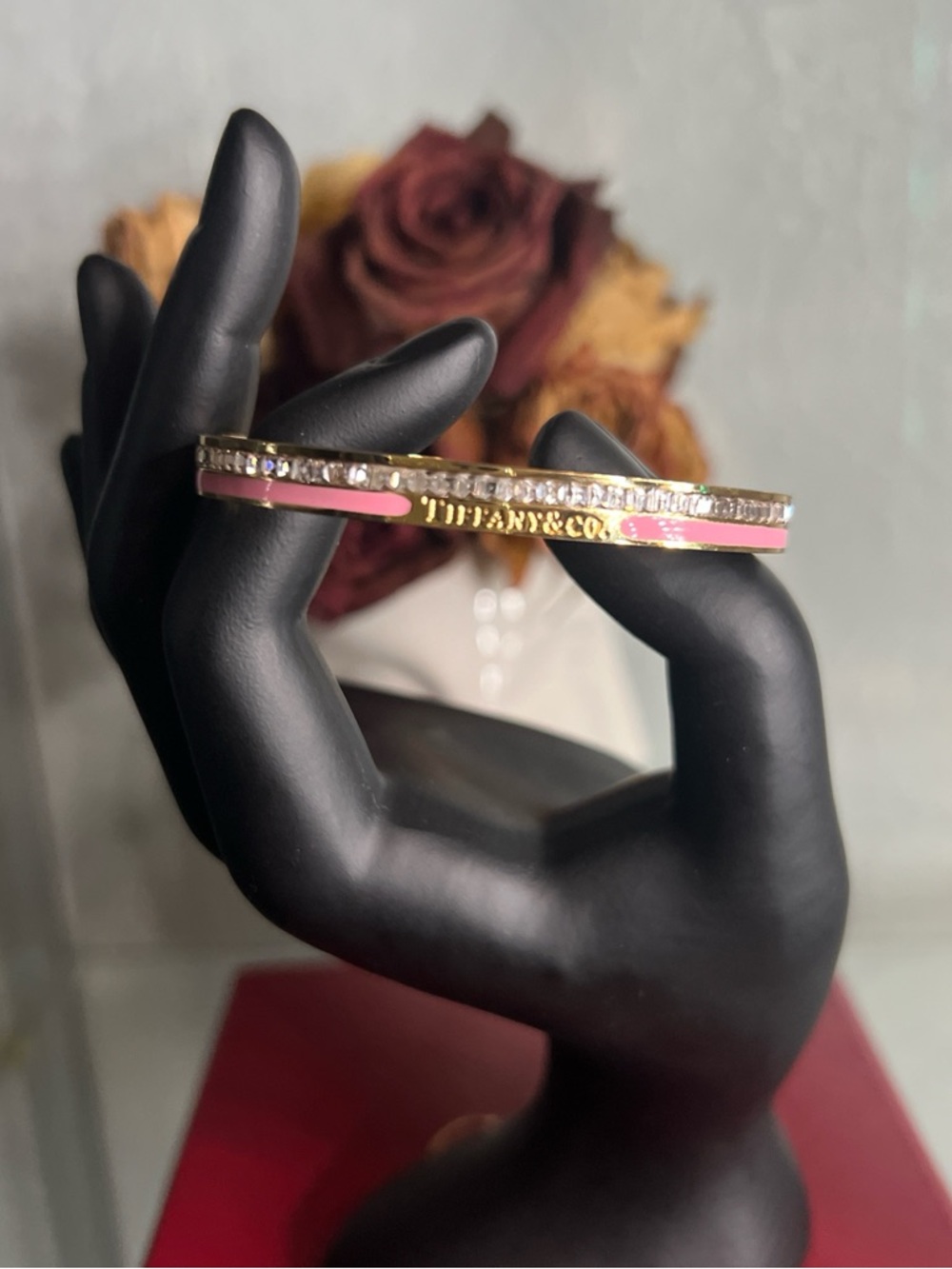 Pink & gold tone bangle